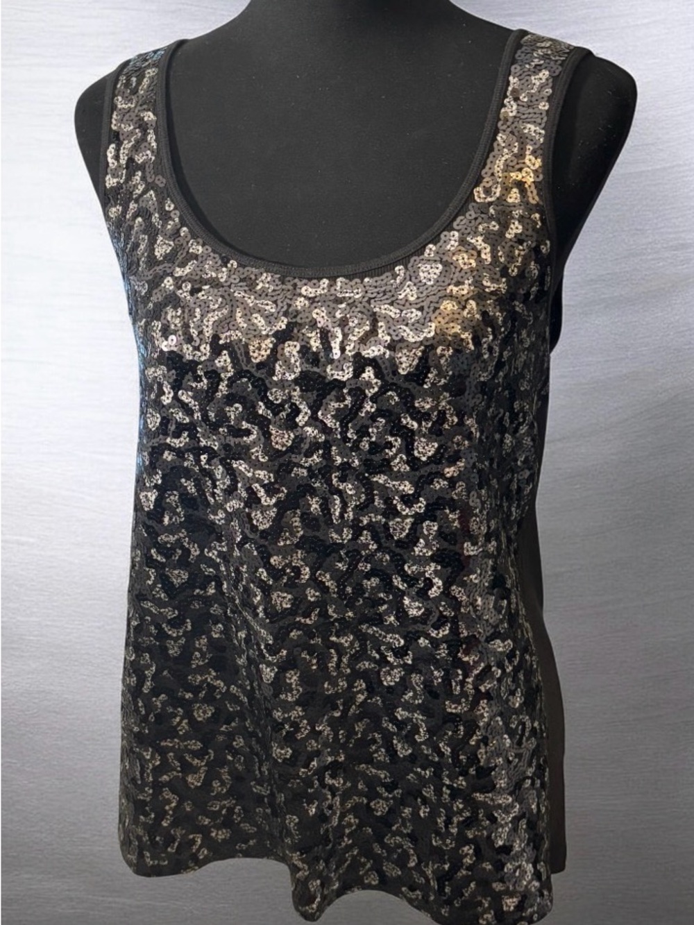 Michael Kors Black and Silver Sequin Tank Top